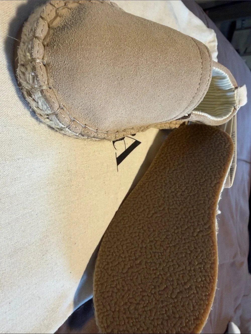 Kids Suede Slip-On Espadrilles in Taupe